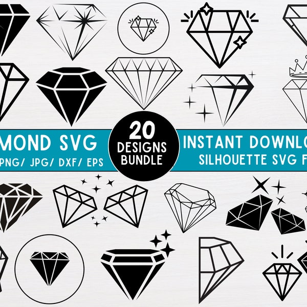 Diamond Svg Bundle, Diamond Clipart, Diamond Ring Svg, Wedding Svg, Engagement Svg, Wedding Ring Svg, Crystal Svg, Instant Download