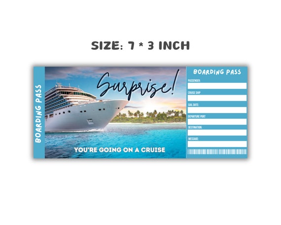 Printable Cruise Trip Ticket Template, Surprise Ticket, Gift