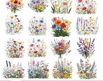 Wildflowers Png Bundle, Wildflowers Png, Wildflower Clipart, Boho Wildflowers Png, Wildflower Nature Images, Flower Png, Sublimation Design