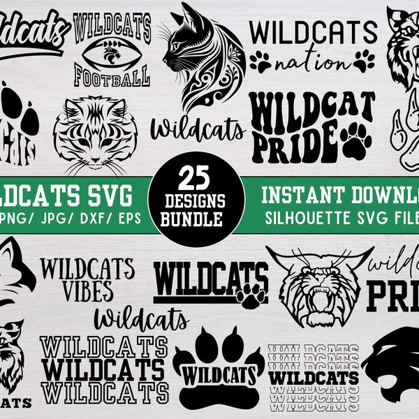 Wildcats Svg Cut Files, School Spirit Shirts, Wildcats, Wildcats Png, Wildcats Clipart, Wildcats Basketball, Silhouette / Cricut Cut Files