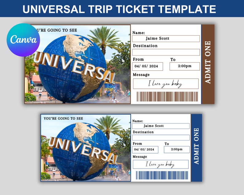 Surprise Universal Trip Ticket Template, Boarding Pass Ticket ...