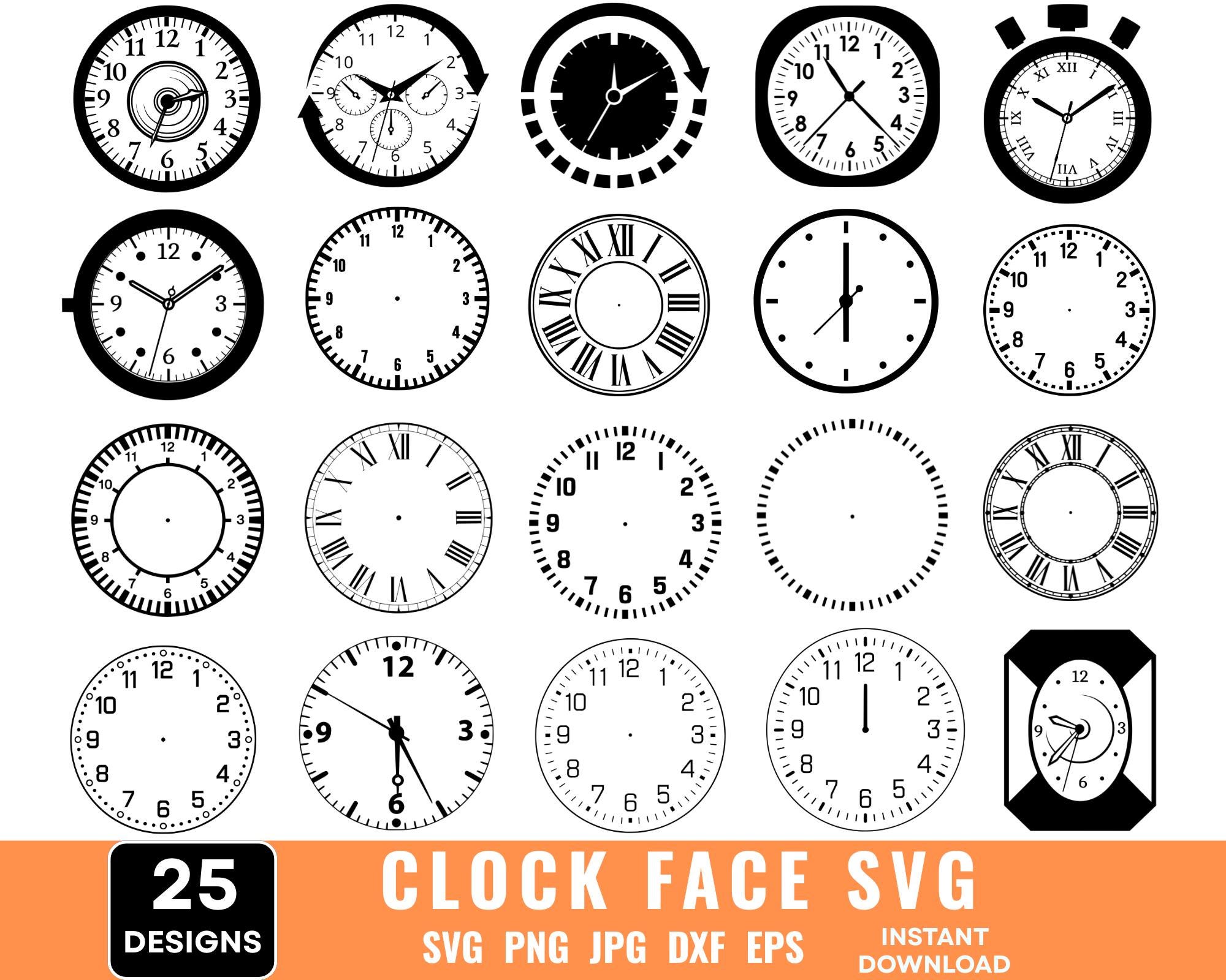 Clock Face Svg Bundle, Clock Face Png, Roman Numeral Clock Face Svg, Clock Face Clipart, Clock Face Svg, Cricut, Wall Art, Instant Download