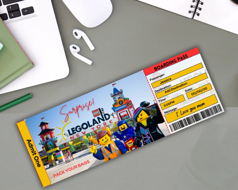 Printable Legoland Theme Park Surprise Ticket Template, Trip Ticket ...
