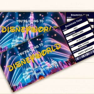 Printable Disneyland Surprise Ticket Template, Disneyworld Trip, Gift Reveal, Birthday Gift ...