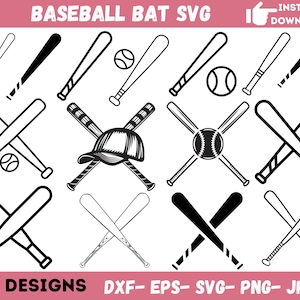 Bate de béisbol Svg, Clipart de bate de béisbol, Paquete de Svg de béisbol, Svg de deportes, Béisbol Png, Bate de béisbol, Vector de bate de béisbol, Descarga digital