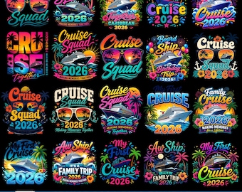 Kreuzfahrt 2026 PNG-Bundle, Familien-Kreuzfahrt-Reise Png, Cruise Squad Png, Geburtstags-Kreuzfahrt-Shirts Png, Urlaubs-Shirt-Design-Bundle, Sublimation Png