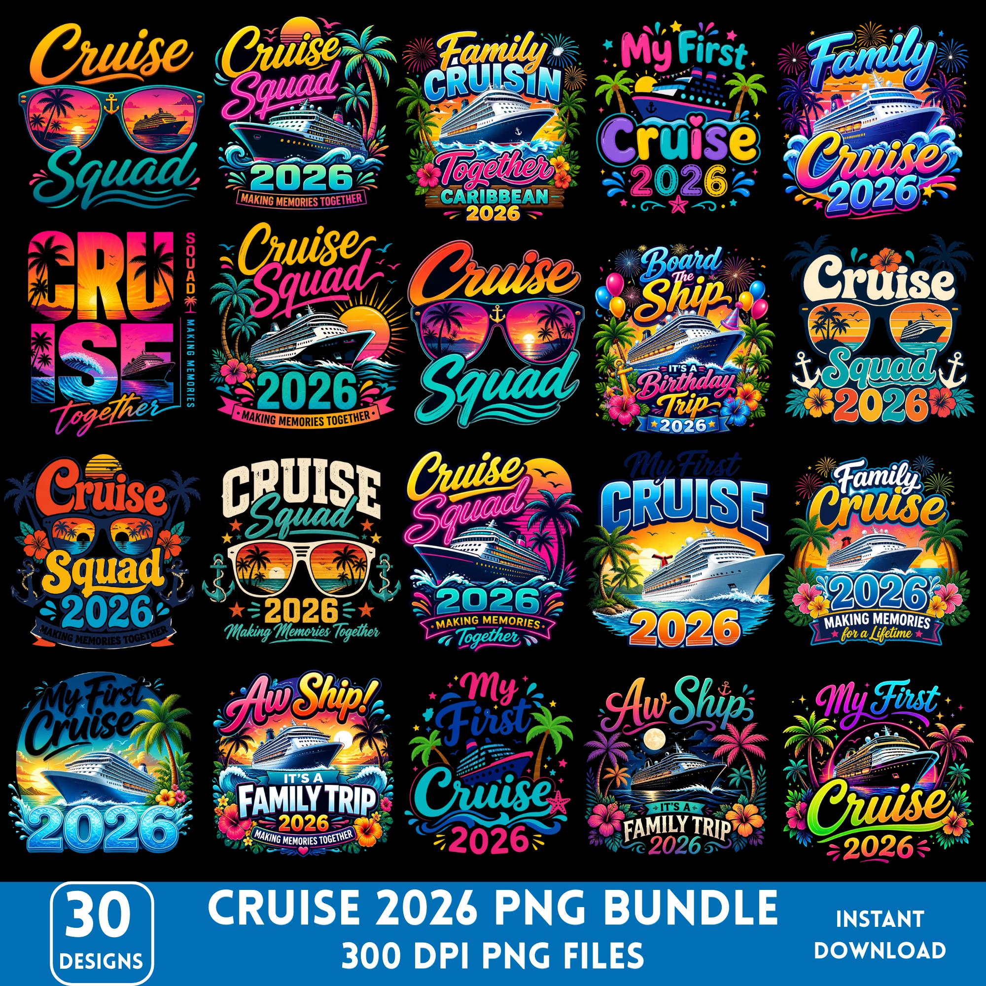 Cruise 2026 PNG Bundle, Family Cruise Trip Png, Cruise Squad Png ...