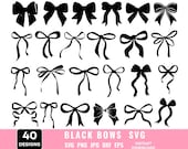 Black Bow Svg Bundle, Ribbon Bow Svg, Coquette Bow Svg, Bow Tie Svg, Ribbon Bow Clipart, Svg Files For Cricut, Instant Download, Silhouette