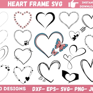 Herz Rahmen svg Bundle, Herz Png, Herz Rahmen Clipart Art, SVG-Dateien für Cricut, Blumenherz svg, Herz Jpg, Instant Download