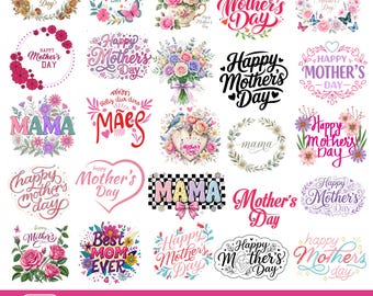 Mother’s Day PNG Bundle, Mom Quotes PNG, Retro Mama Sublimation Design, Floral Mom Sayings, Instant Download, Mothers Day Png