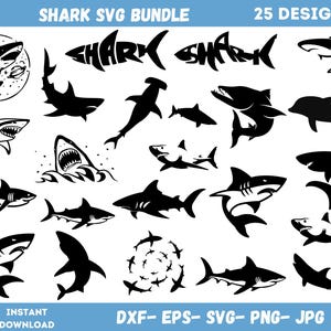 2024 Shark Svg Bundle, Shark Png, Sharks Svg, Cute Shark Svg, Shark Clipart, Shark Silhouette, Shark Cricut,Shark Svg Files,Instant Download