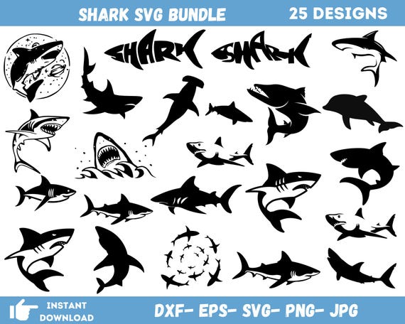 2024 Shark Svg Bundle, Shark Png, Sharks Svg, Cute Shark Svg, Shark Clipart, Shark Silhouette, Shark Cricut,Shark Svg Files,Instant Download