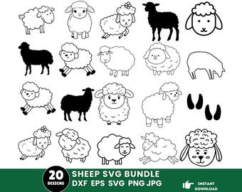 Sheep Svg Bundle, Sheep Svg, Png, Sheep Dxf, Sheep Clip Art, Sheep Vector Files, Animal Svg,Svg Cut Files, Silhouettes, Svg For Shirts