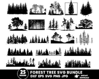 Forest Tree Svg Bundle, Pine Trees Svg, Forest Svg Files, Nature Svg, Svg Files For Cricut, Forest Clipart, Instant Download, Silhouette