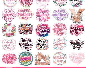 Mother’s Day PNG Bundle, Mom Quotes PNG, Retro Mama Sublimation Design, Floral Mom Sayings, Instant Download, Mothers Day Png