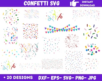 Confetti Svg Bundle, Confetti Png, Confetti Clipart, Birthday Svg, Svg File, Birthday Party Svg, Silhouette Svg