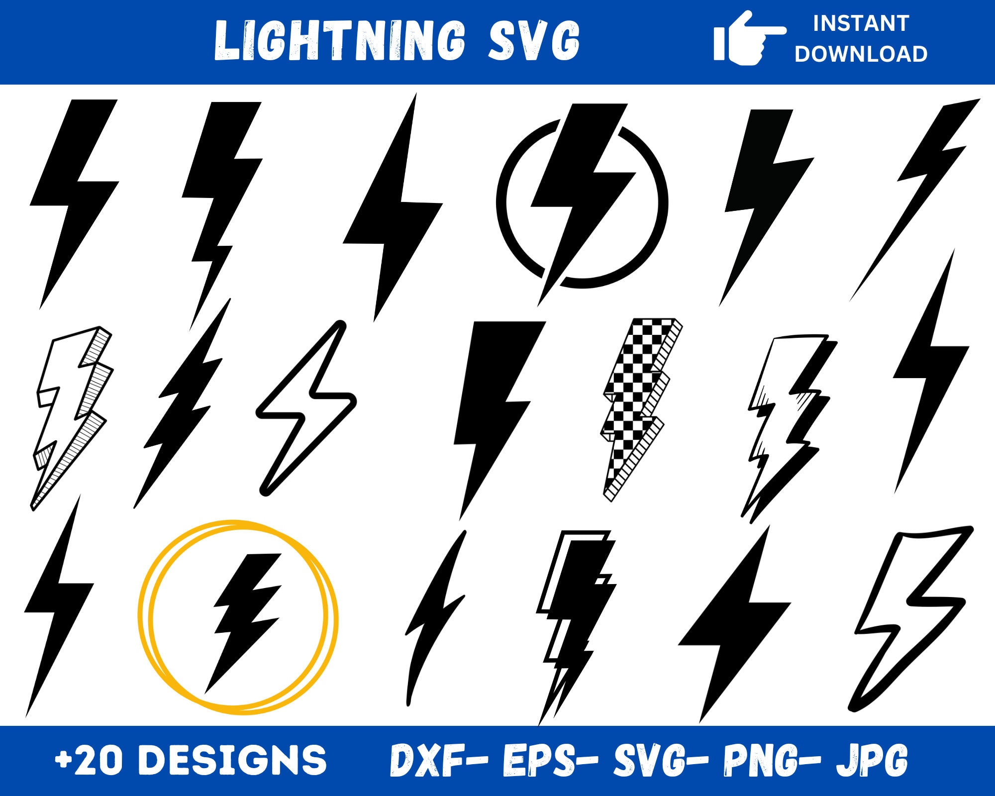 Lighting Bolt Svg Bundle, Thunder Png, Lighting Bolt Clipart, Lighting ...