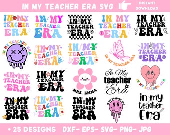 In My Teacher Era Svg Png-bundel, In My Teacher Era Png, Teacher Era Svg, Shirt Svg, Teacher Clipart, gesneden bestanden voor Cricut, Instant Download