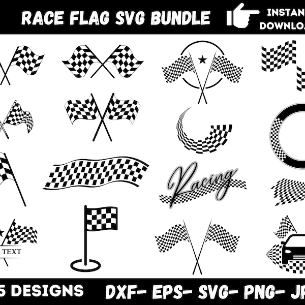 Race Flag Svg Bundle, Racing Flag Svg, Race Flag Clipart, Race Flag Vector, Checkered Flag Svg,, Finish Flag,Svg, Png, Jpg, Silhouette