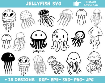 Qualle-Svg-Bundle, Qualle Clipart, Qualle Png, Qualle Shirt SVG, Meerestier SVG, SVG-Dateien für Cricut, Instant Download