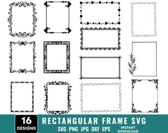 Rectangle Frame Svg Bundle, Decorative Frame Svg, Elegant Frames, Rectangle Frame Png, Rectangle Clipart, Square Svg, Instant Download