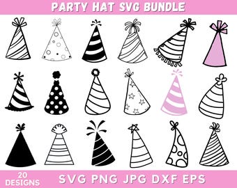 20+ Party Hat Svg Bundle, Birthday Hat Svg, Party Hat Clipart, Party Hat Cut Files, Celebration Svg, Svg Files For Cricut, Instant Download