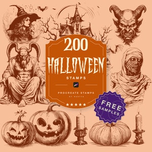 200 HALLOWEEN STAMPS for Procreate I Stamp Brushes Procreate Halloween Stamps I Procreate Brushes I Witch Stamps