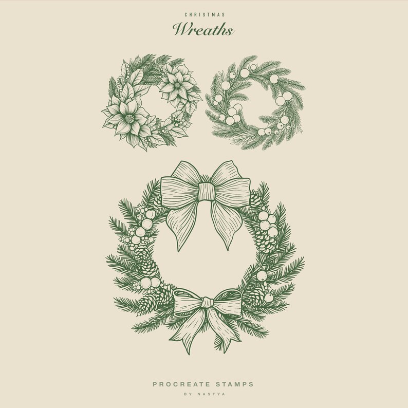 Christmas Wreath Stamps for Procreate | 30 Brush Set - Etsy