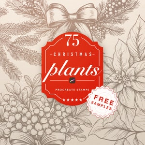 75 CHRISTMAS PLANT STAMPS for Procreate I Winter plant stamps I Christmas botanical brushes Procreate I Plant brushes Procreate