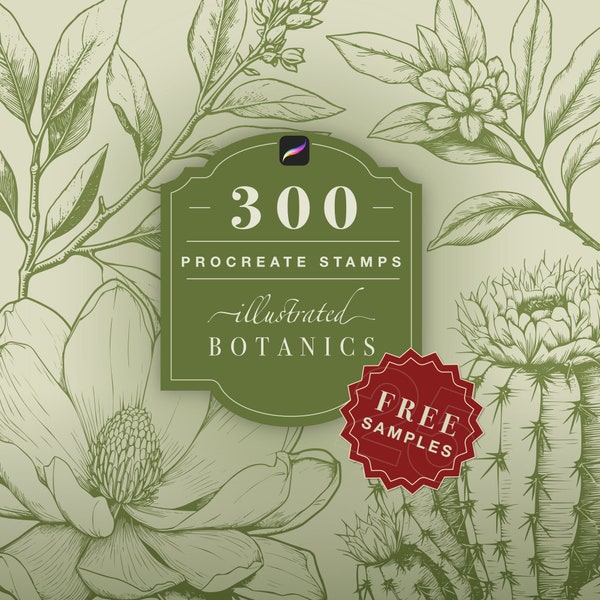 300 PLANT STAMPS for Procreate | stamp brushes for Procreate | plant stamps | procreate flowers | Floral Procreate Stamps