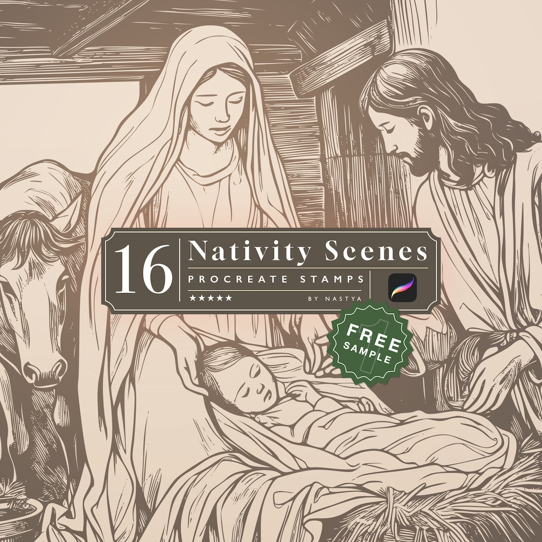 16 NATIVITY SCENE Stamp Brushes for Procreate I Nativity Scene Etsy