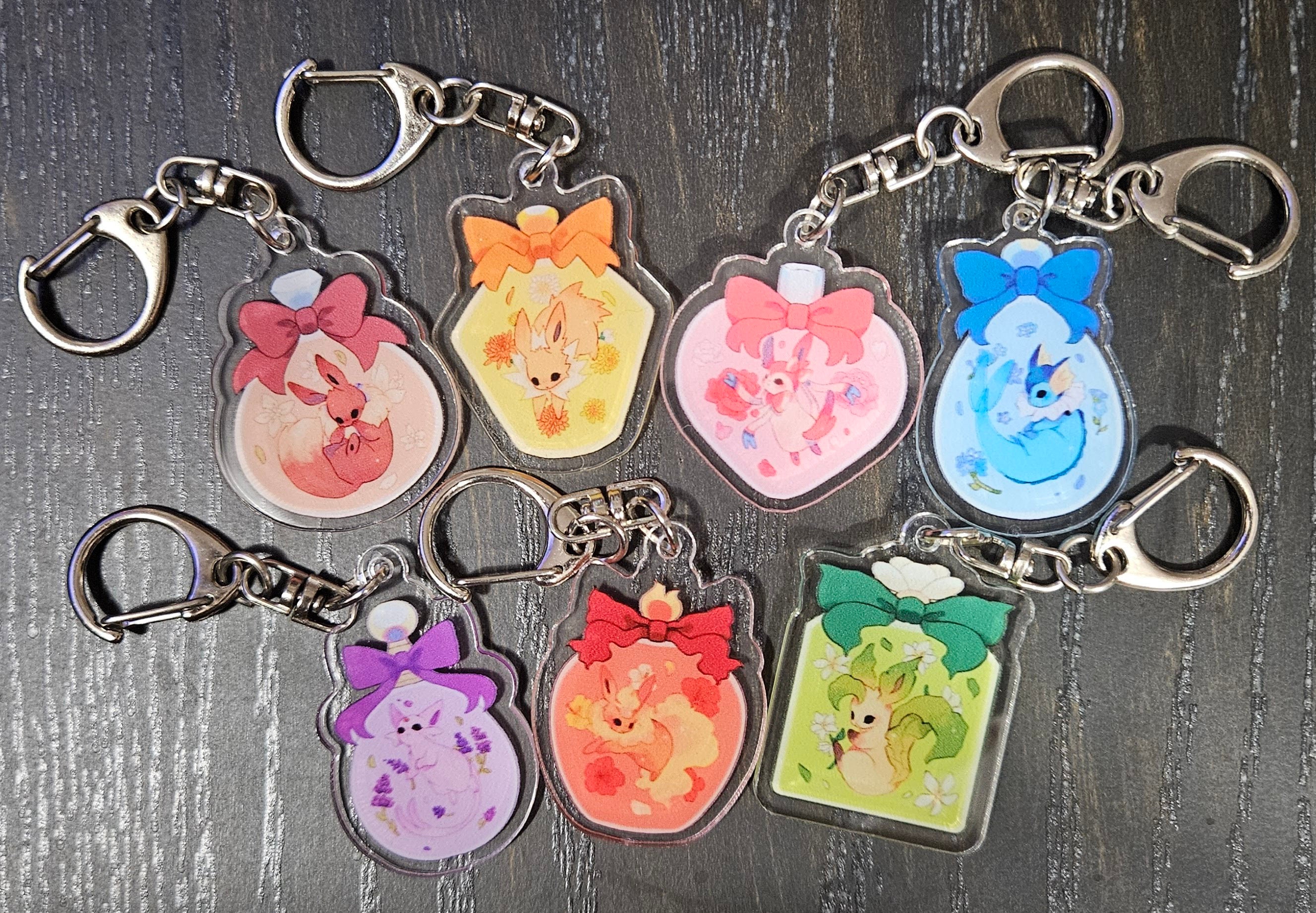 Eevee Eeveelution Cute Kawaii Acrylic Keychain Charms