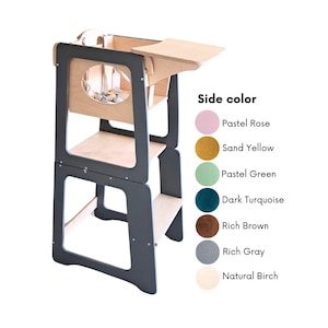 Tour d'aide à la cuisine Montessori 3-en-1 : chaise haute, tabouret d'apprentissage
