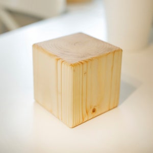 Blocks, Cubes 3,5&#39;, set of 4 wooden cubes - pine, solid wood, sanded, unfinished, burned