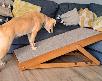 Foldable Pet Ramp: Adjustable Height, Non-Slip Dog & Cat Stairs