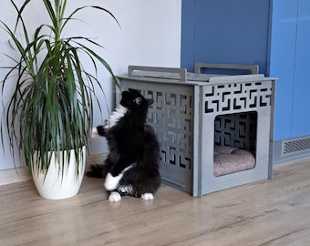 Modern Wooden Pet House: Cat & Dog Bed, Baltic Birch Plywood