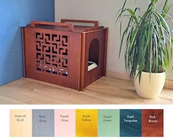 Cover for pet litter box, wooden cat litter cabinet, stylish animal furniture
