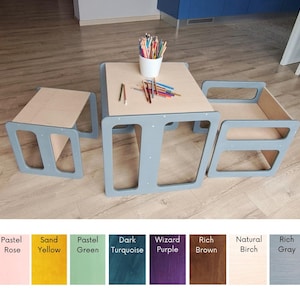 Montessori Nesting Table & Chair Set: Baltic Birch Kids Furniture