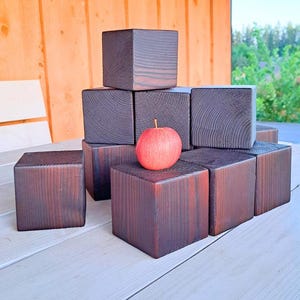 Handcrafted Pine Wood Cubes - 3.5 Inch - Unfinished or Burned Set of 4