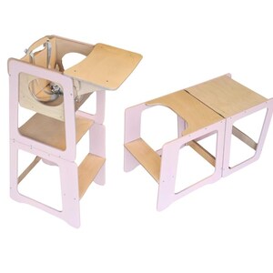 3-in-1 Convertible Learn Tower: Baltic Birch Step Stool, High Chair - Etsy