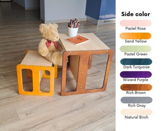 Montessori cube set, Kids table, Kids chair, Multifunctional table/chair, Montessori furniture, toddler cub chairs, toddler chair