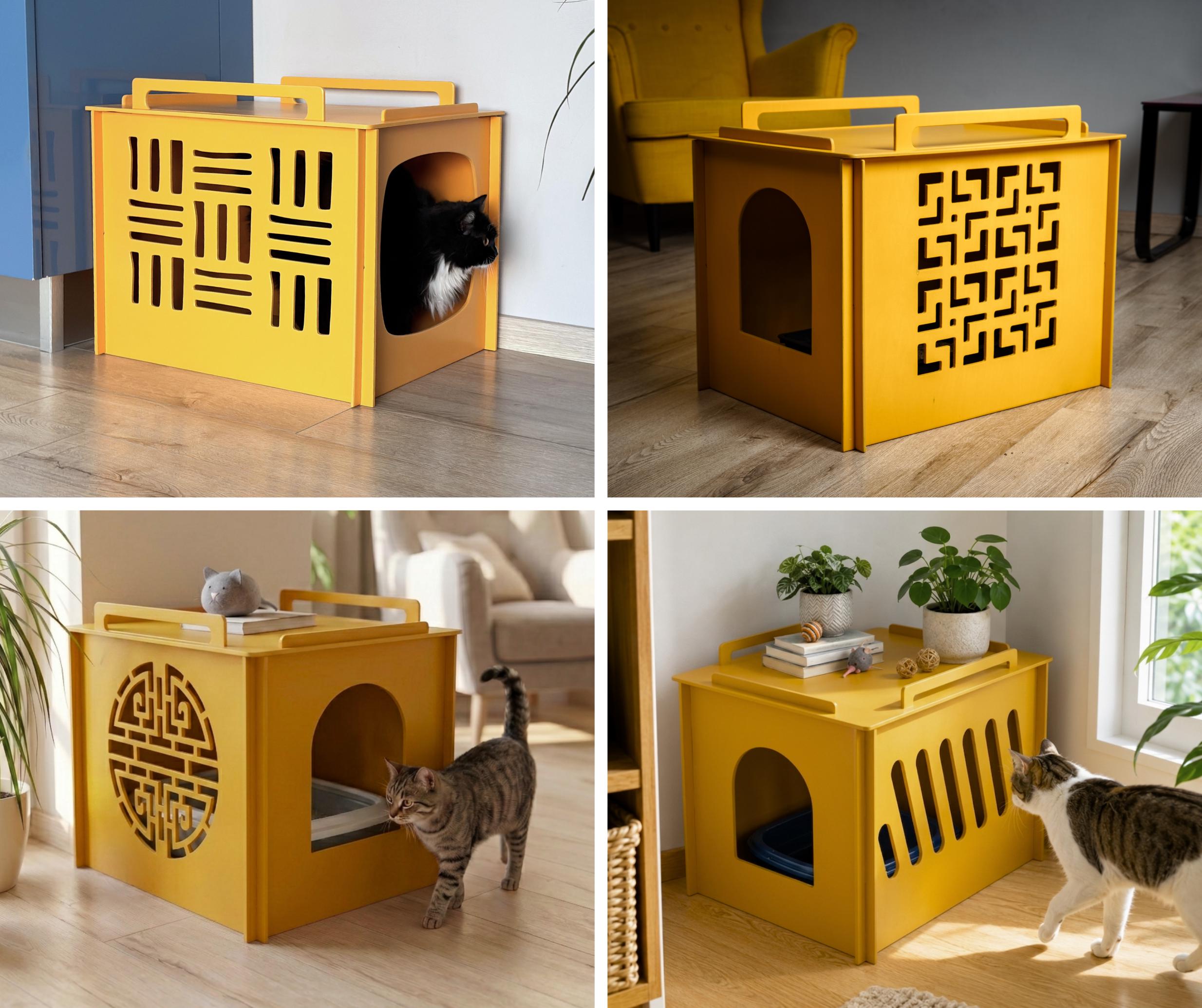 猫 トイレカバー 木製 猫用品 木製 キャット用トイレカバー小型 猫用