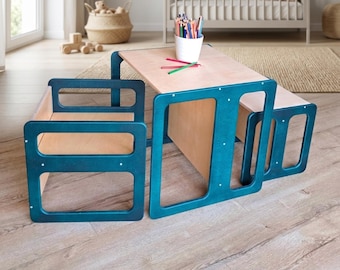 Montessori Cube Chair & Table: Baltic Birch Kids Furniture