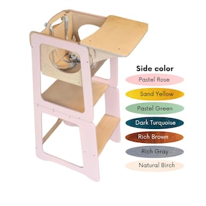 Torre de ayuda para la cocina Montessori 3 en 1: trona convertible y taburete