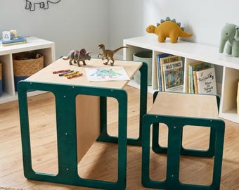 Montessori Cube Chair & Table Set or Separate Pieces: Baltic Birch Plywood, Multifunctional
