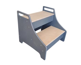 Plywood 2-Step Stool with Handle: Kids, Adults, Pets