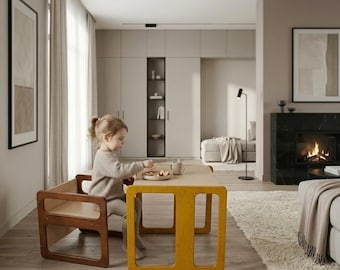 Montessori Kids Cube Chair & Table: Baltic Birch Playroom Furniture, Available as Set or Individually in 3 Sizes