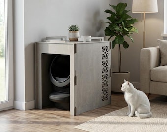 Modern Plywood Cat Litter Box Cover: Fits Litter-Robot 4, 5 & EVO