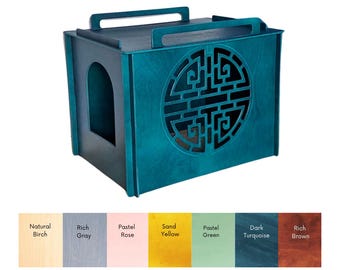 Pet litter box enclosure, Cat litter box cover, wooden pet litter cabinet, stylish animal furniture