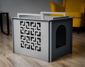 Cover for pet litter box, wooden cat litter cabinet, stylish animal furniture